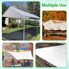 Thanaddo carport cover 10x20 white bungee cords included for quick setup
