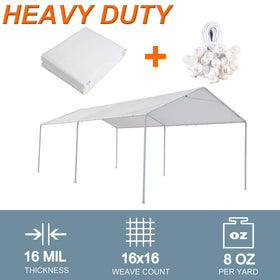 Thanaddo carport cover 10x20 white rolled for compact storage