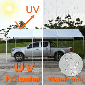 Thanaddo carport cover 10x20 white side view highlights rugged fabric durability