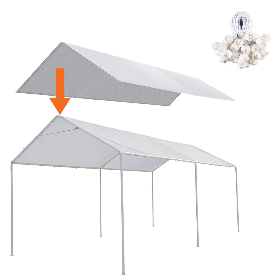 Thanaddo carport cover 10x20 white top shields vehicles from sun and rain