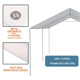 Thanaddo carport cover 10x20 white UV protection blocks sun damage