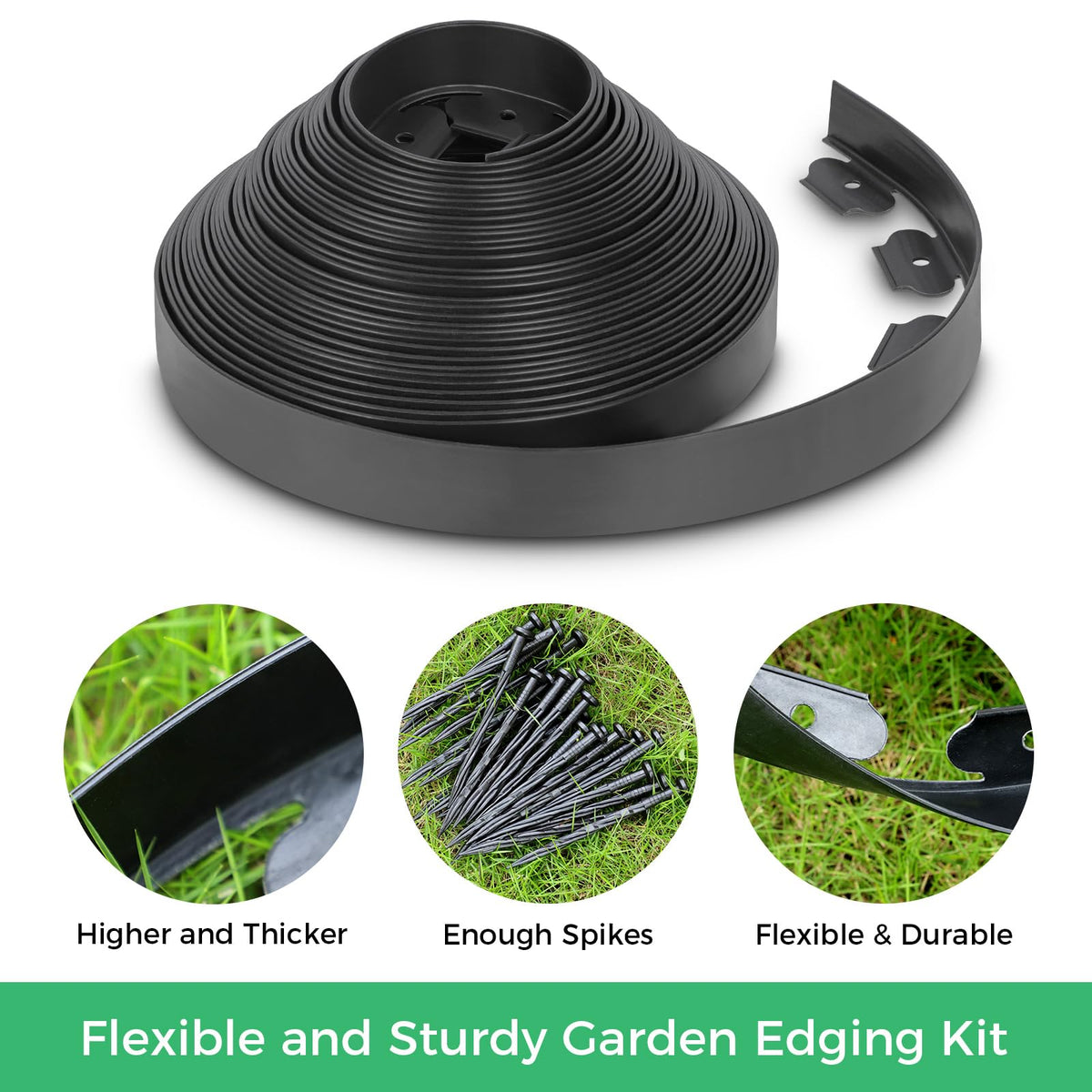 Thanger easy-trim border for customized flower bed edges.