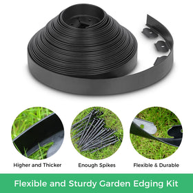 Thanger easy-trim border for customized flower bed edges.