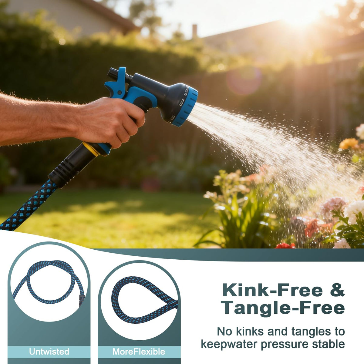 Thanlyn 10-pattern nozzle offers versatile spray for watering and cleaning.