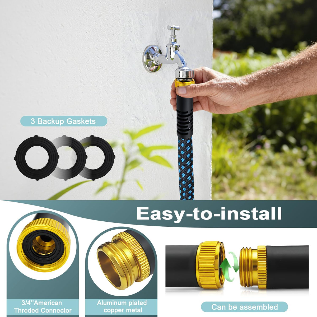 Thanlyn kink-free hose with triple-layer outer resists abrasion during chores.