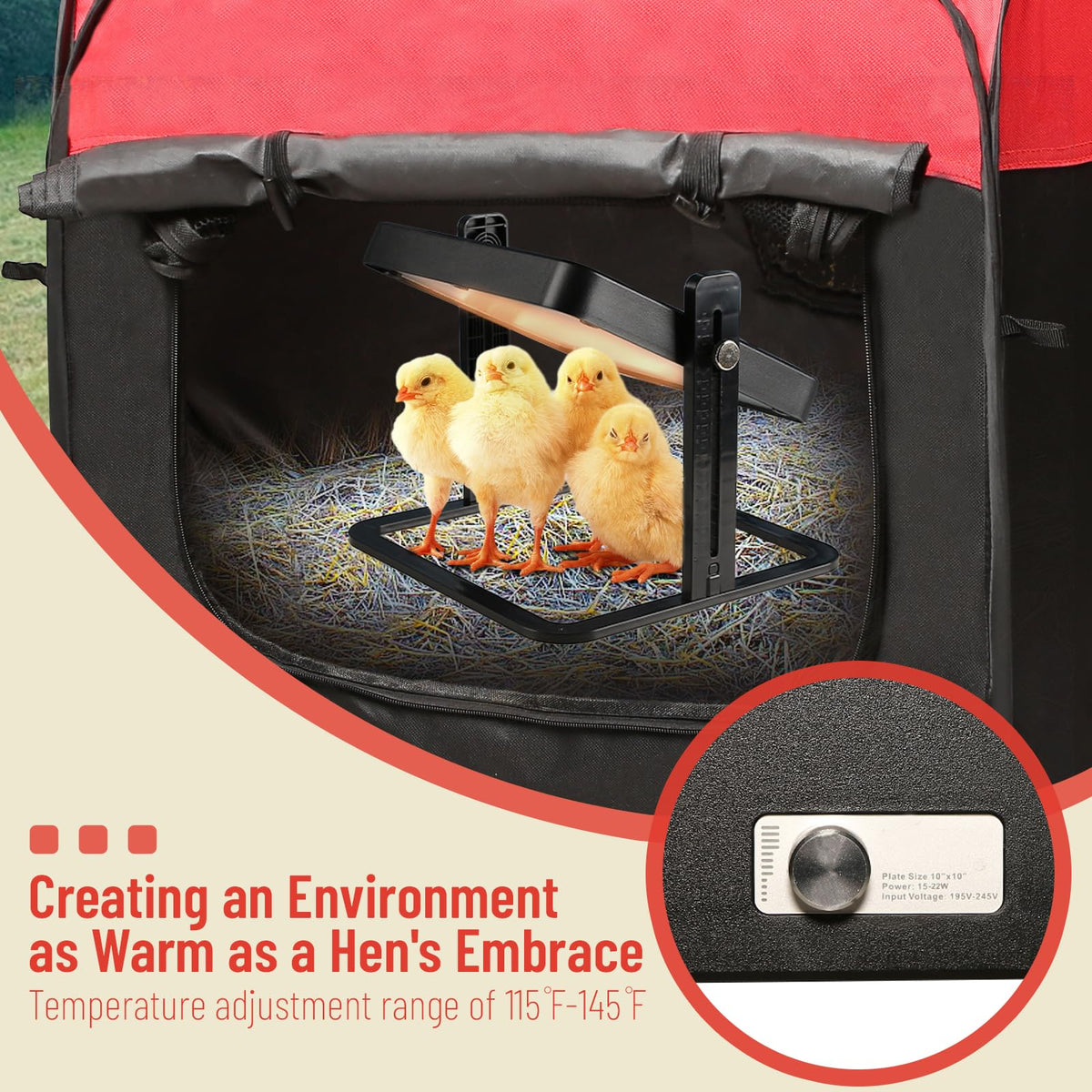 TharroCotte nesting pad with feeder-waterer keeps food accessible and comfort close.