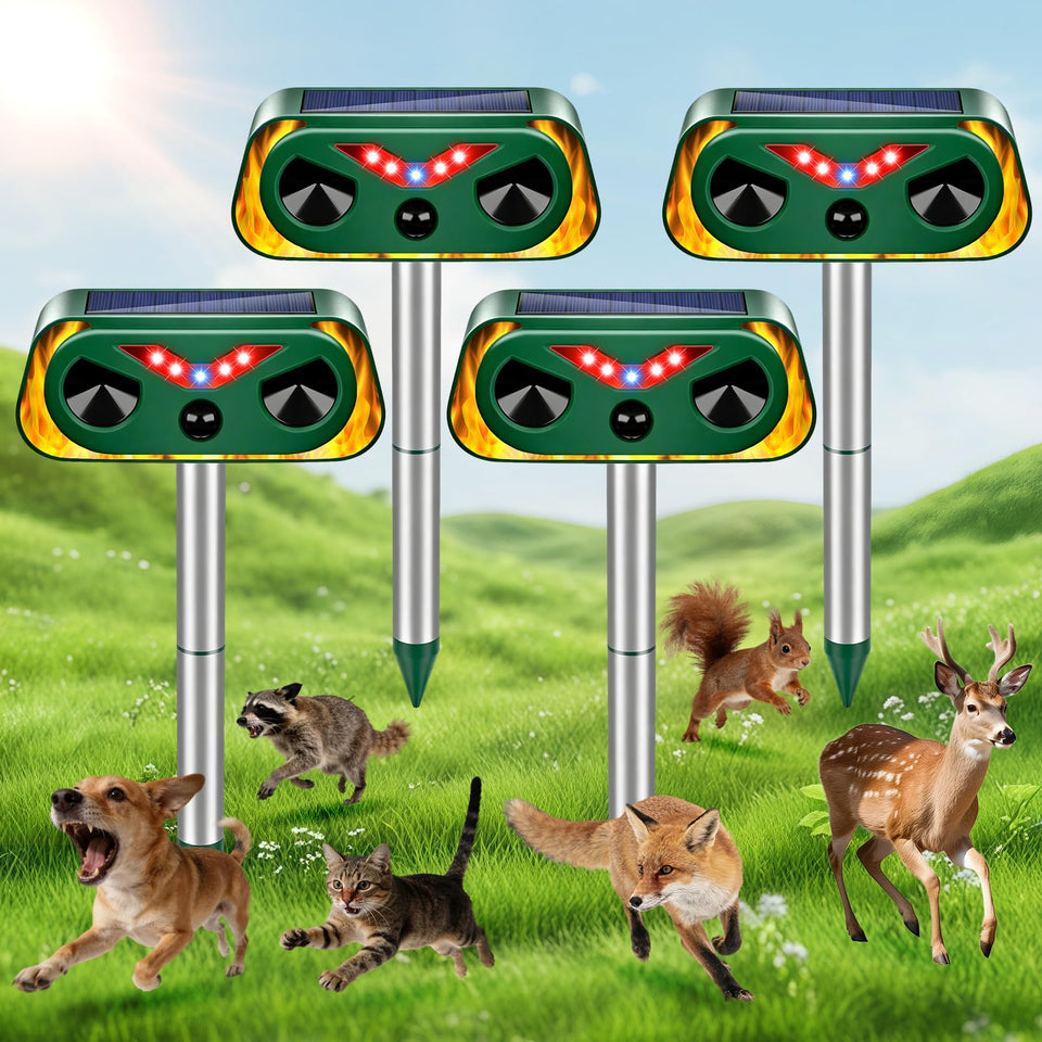 Thcritter 2026 solar ultrasonic repellent front view protecting the yard