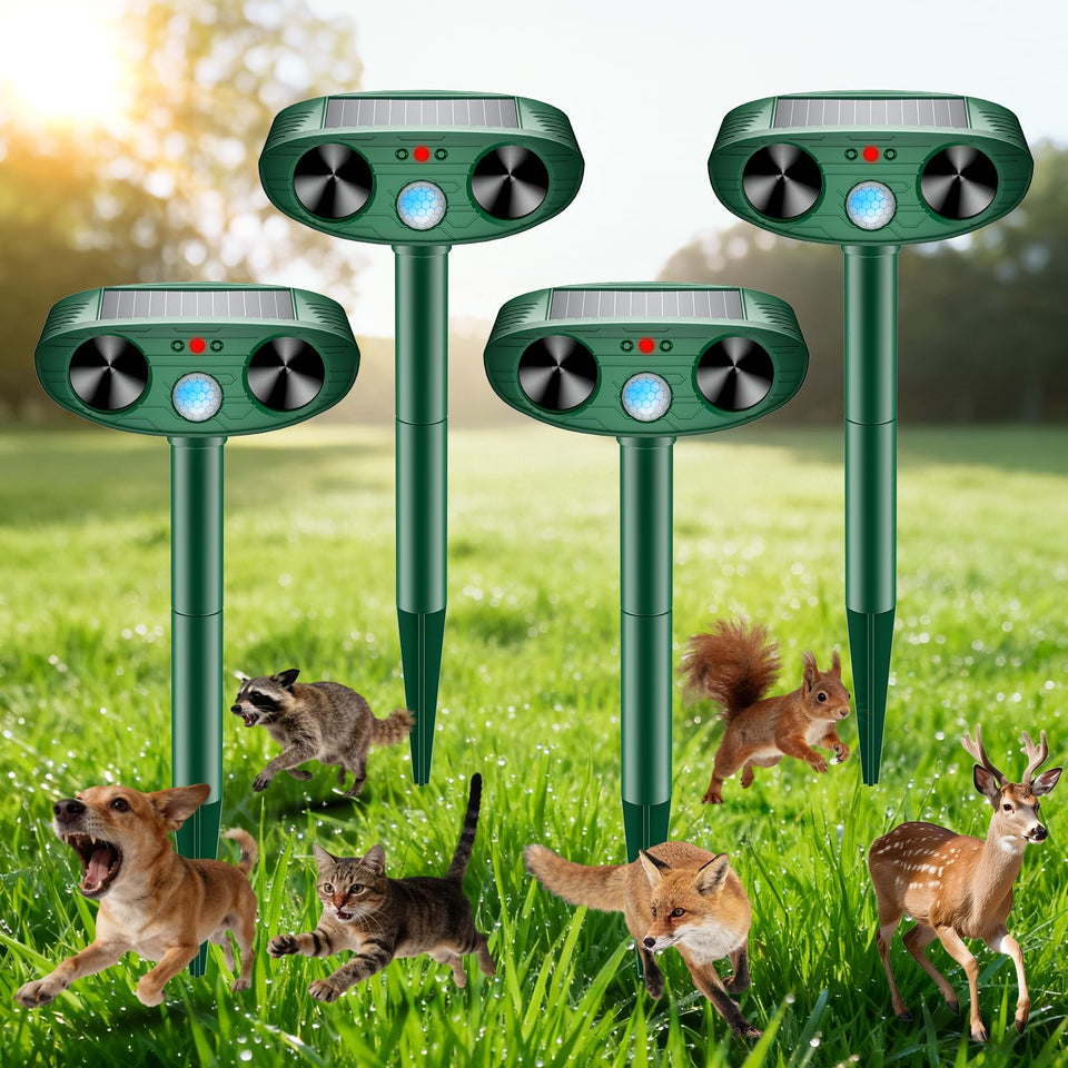 Thcritter 2026 solar ultrasonic repellent front view protects gardens from deer and rabbits