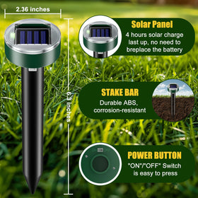 Thcritter solar-powered unit delivers wireless hassle-free outdoor pest deterrence.