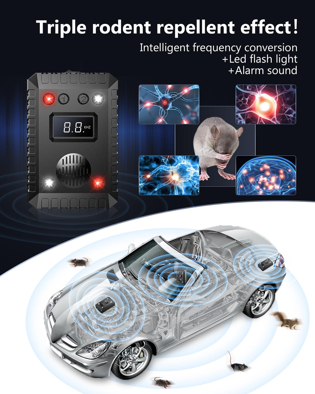 Thcritter under-hood deterrent demonstrates compact design for secure engine bay placement.