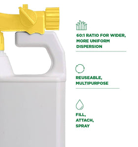 The Andersons 60:1 spray head provides wider, uniform dispersion for large yards.