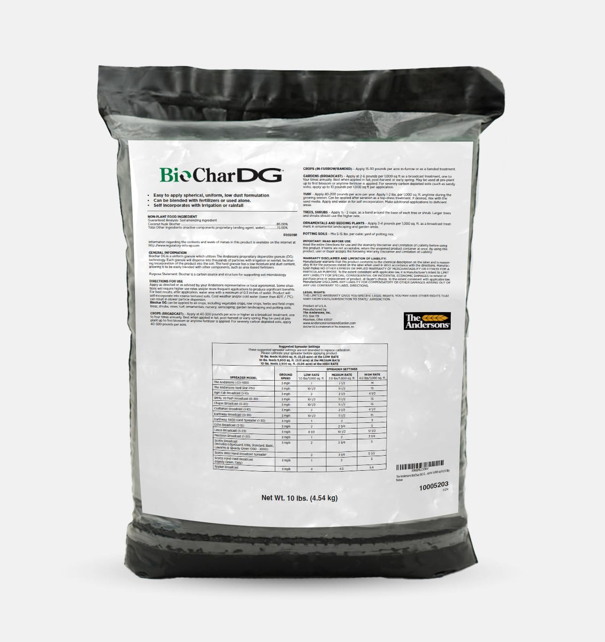 The Andersons BioChar DG granules ready for soil application.
