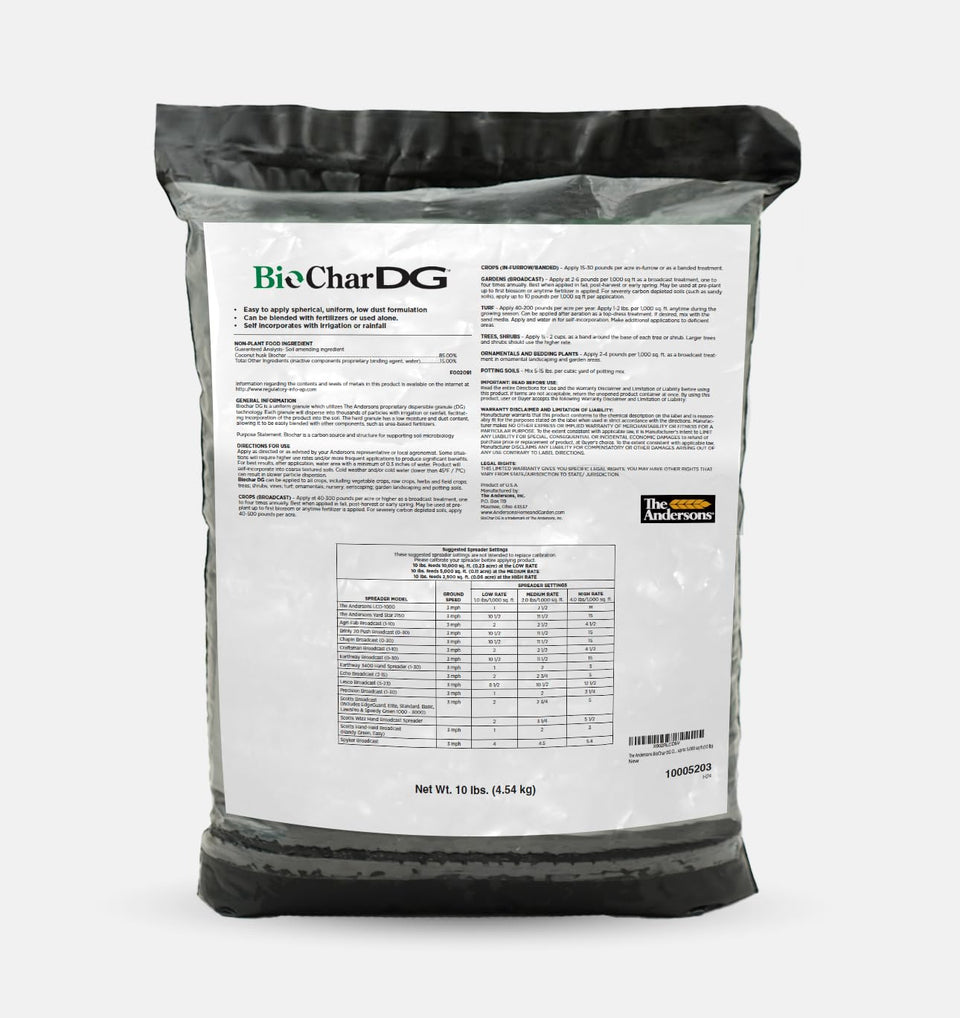 The Andersons BioChar DG granules ready for soil application.