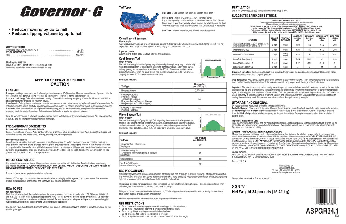 Covers up to 20,000 sq ft for larger lawns with Governor G regulator.