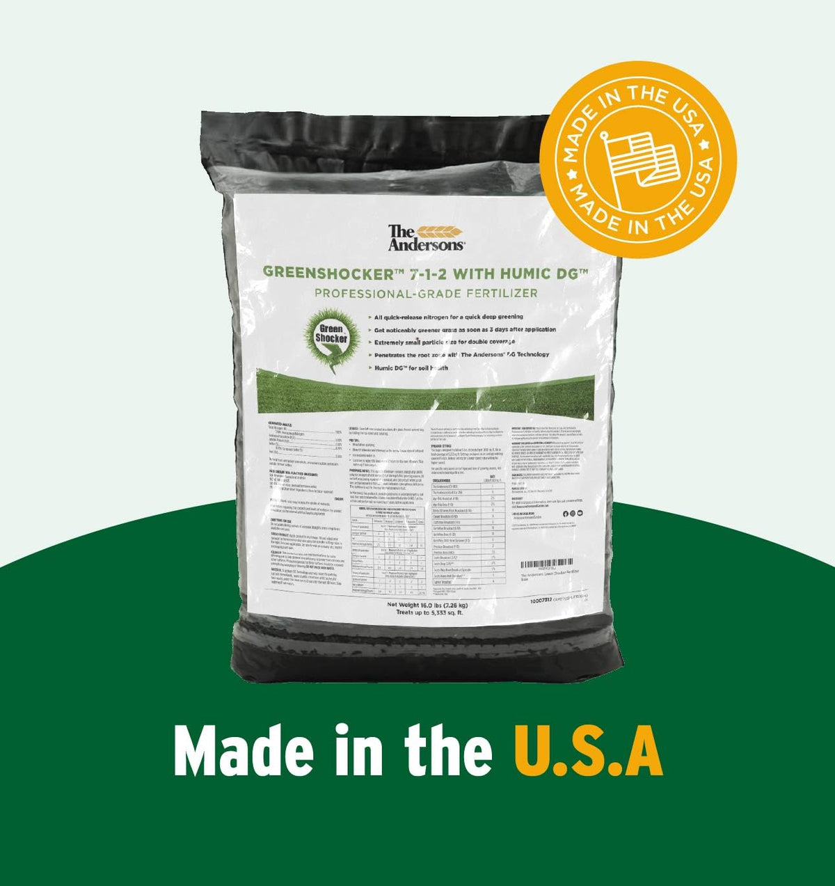 Fine particle size of Green Shocker enabling uniform distribution on turf