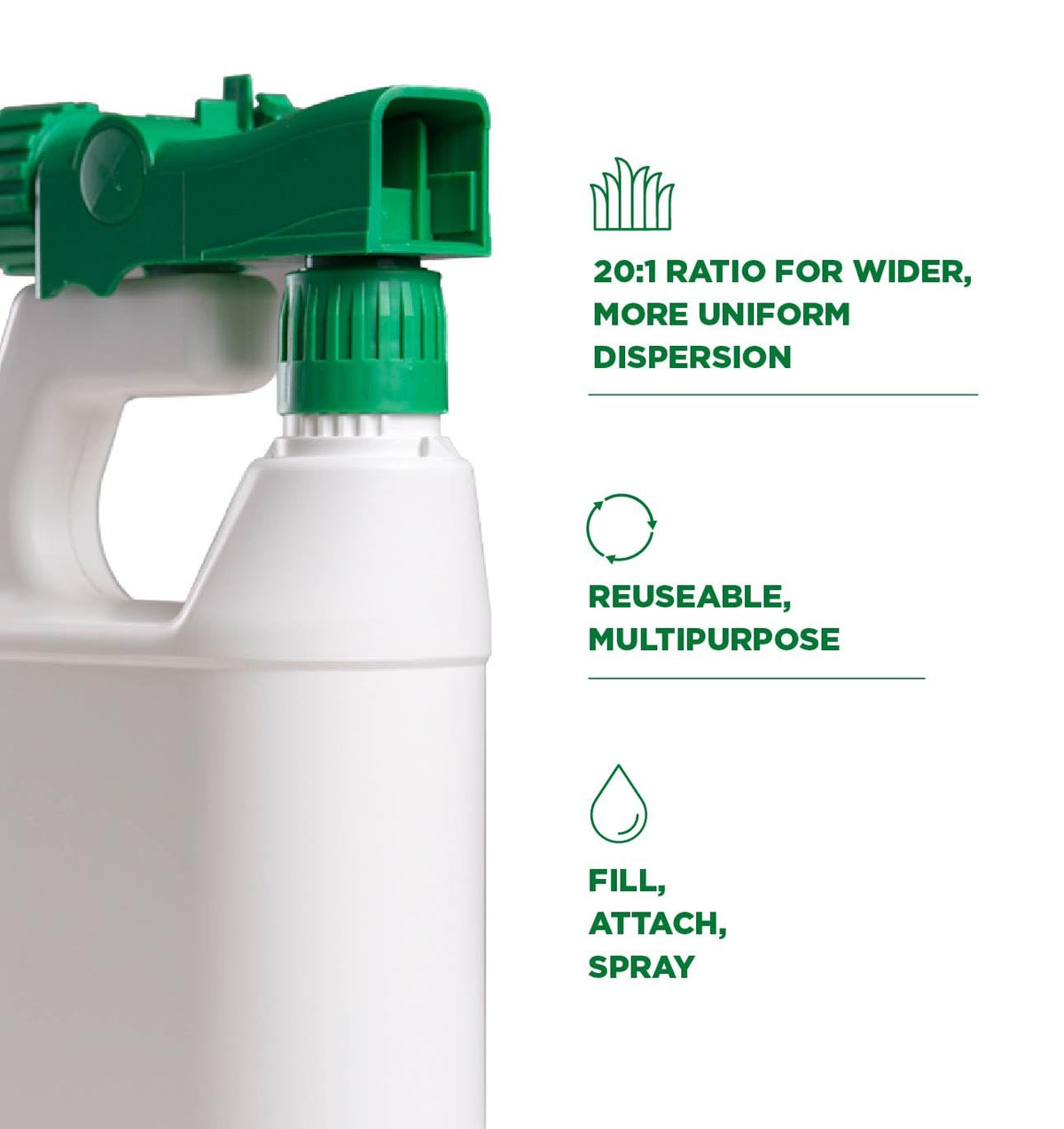 The Andersons K1 spray head delivers wider, uniform dispersion.