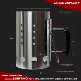 The Bincho Grill chimney starter side view showing durable construction