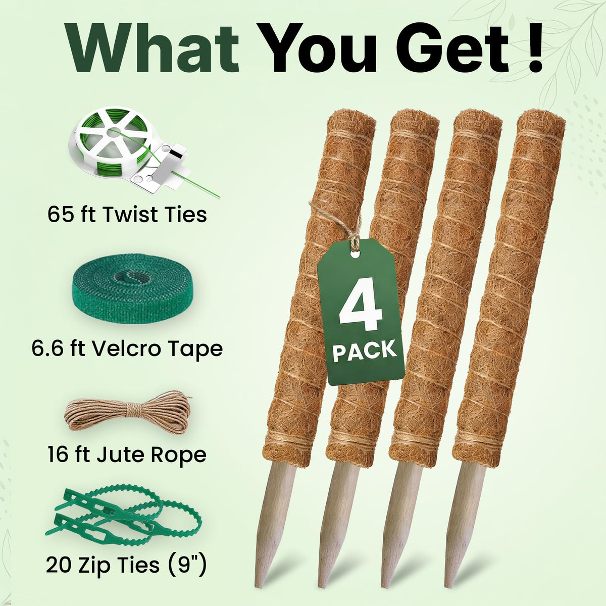 The Blooming Jungle stackable 48-inch moss pole demonstrates adjustable height for growing climbers.