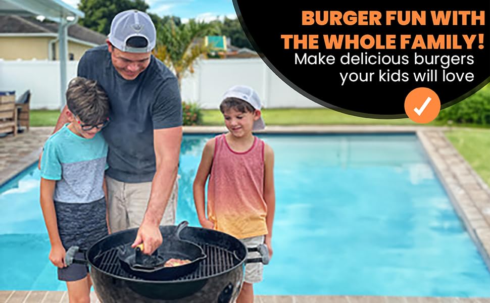 The Burger Smasher 5.5 inch smash press fits standard buns.
