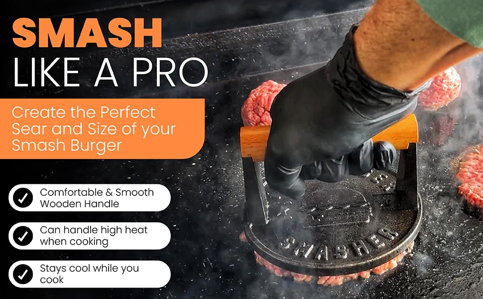 The Burger Smasher pre-seasoned press ready to use right away.