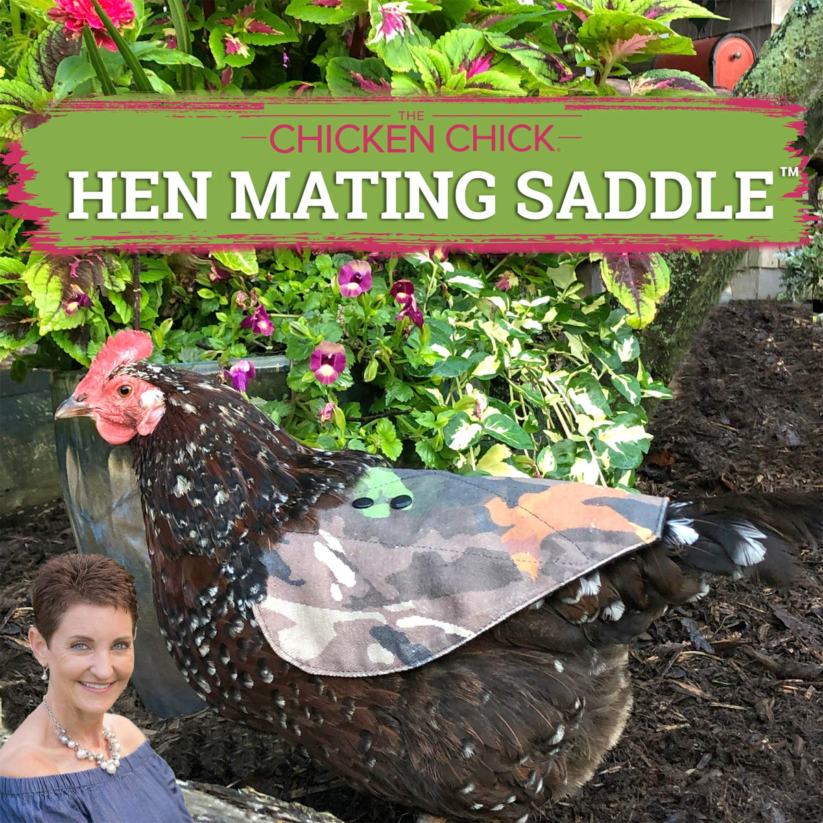 The Chicken Chick Hen Saddle shoulder coverage protects and comforts during free-range days.
