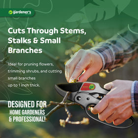 The Gardener's Friend neoprene insert stabilizes branches during cuts.