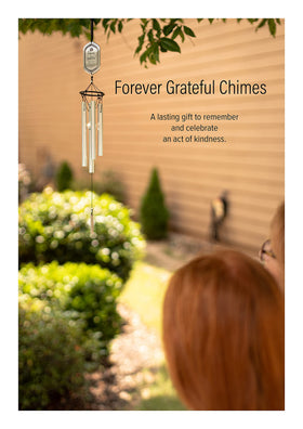 The Grandparent Gift Co Forever Grateful wind chime back engraving space enables personalization.