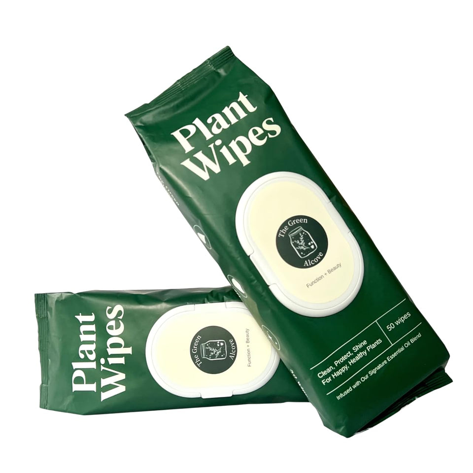 The Green Alcove leaf cleaner textured wipes remove dust for healthier-looking leaves.