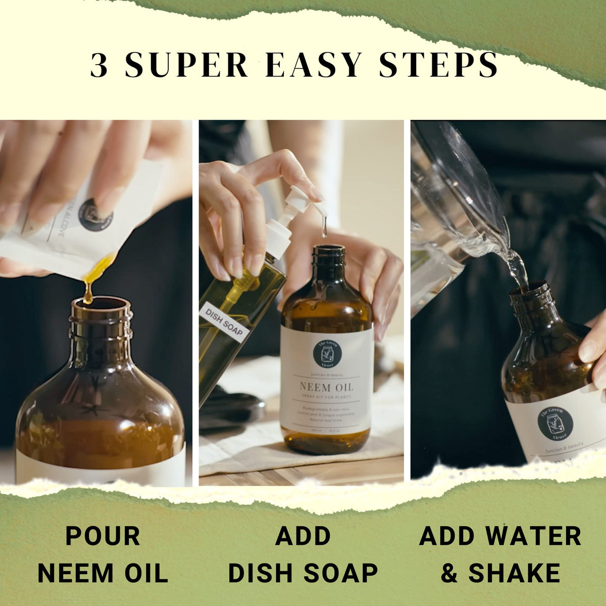 The Green Alcove neem oil sachet pack for mess-free single-dose plant treatment.