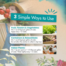The Grow Co fish emulsion garden setup shows sustainable pesticide-free nutrition for thriving crops.