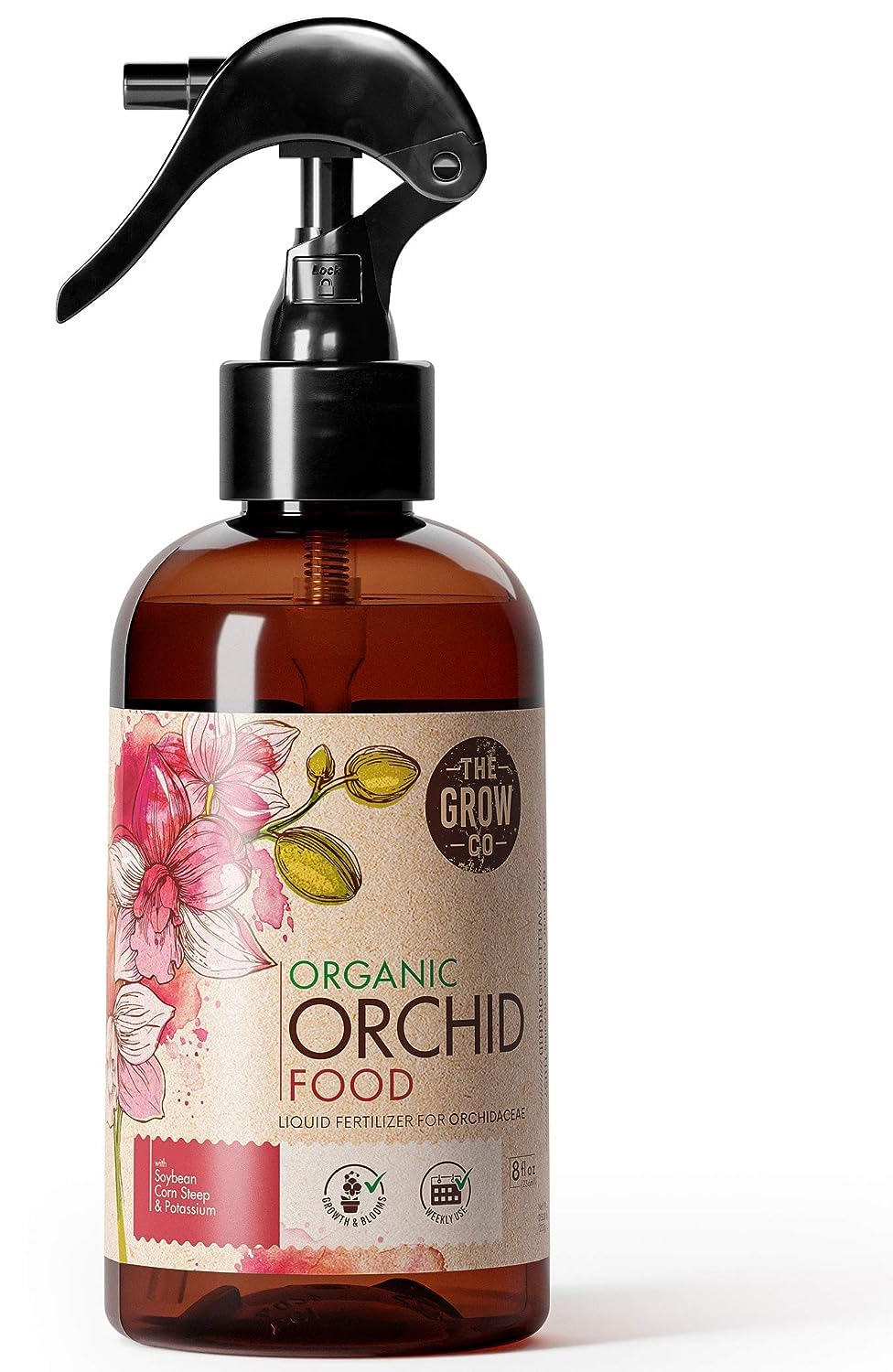 The Grow Co orchid food mist bottle ready to spray for gentle weekly feeding