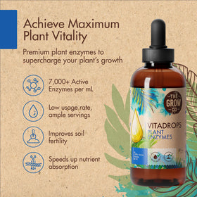 The Grow Co Plant Enzymes pour bottle image shows easy dilution for consistent feeding.