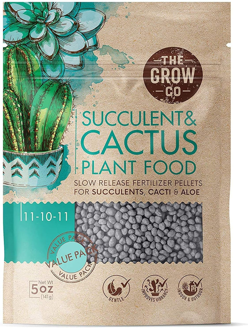 The Grow Co bottle of succulents and cactus plant food ready for gentle, long-lasting nutrition.