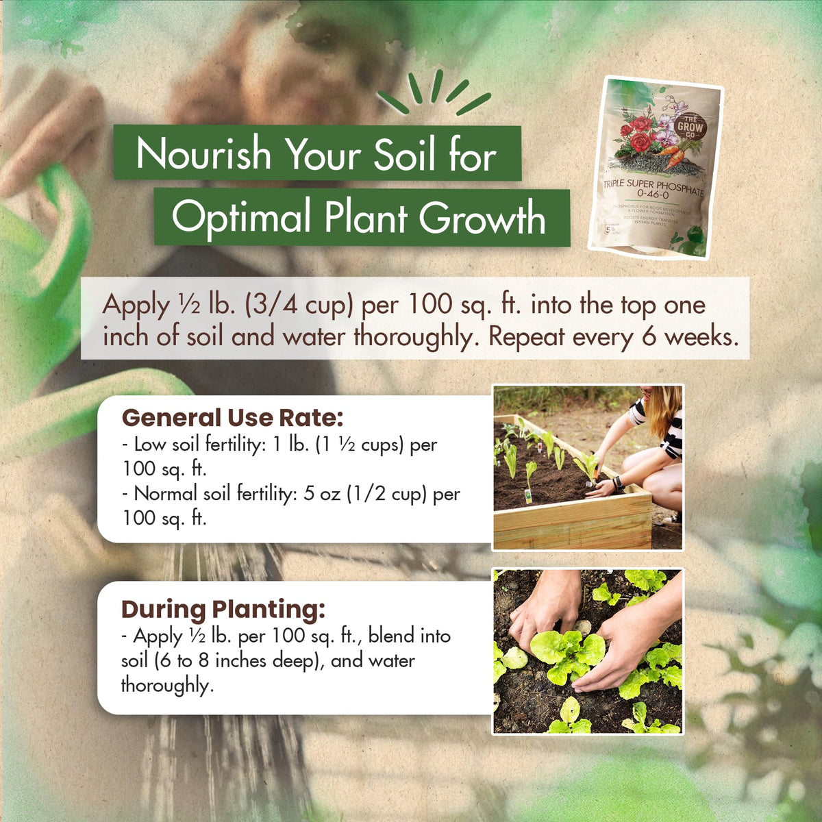 The Grow Co 0-46-0 fertilizer helps lawn and turf thrive with phosphorus.