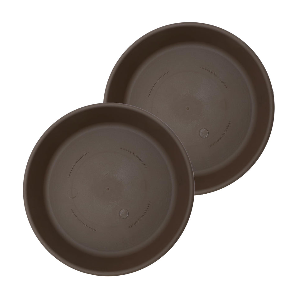 The HC Companies classic round saucer 12-inch protects surfaces from water.