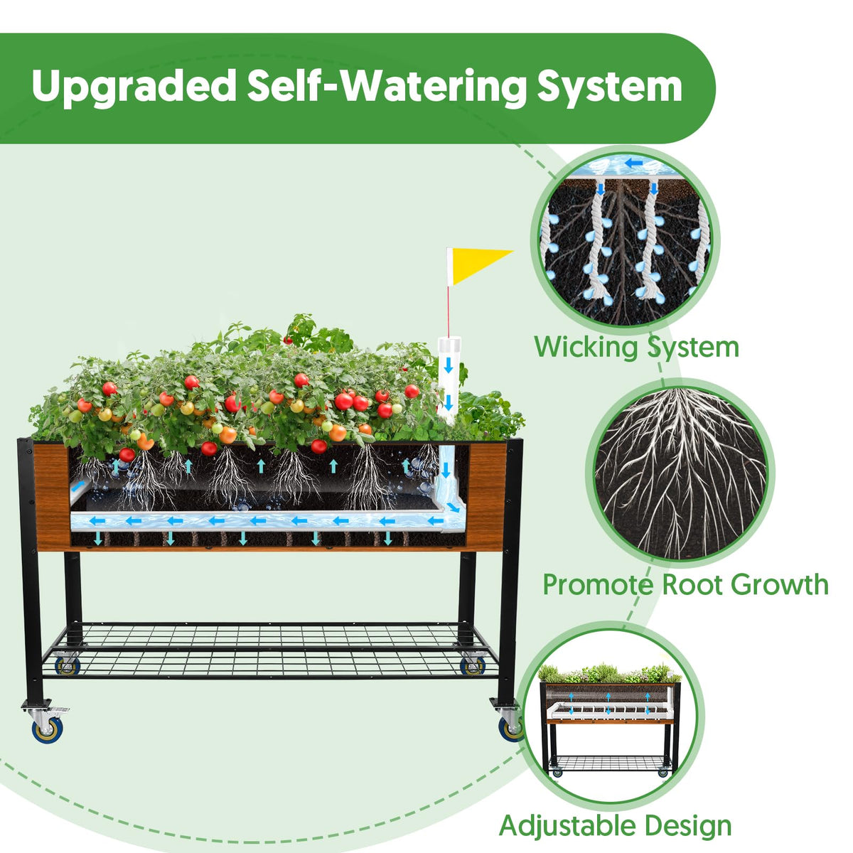 The Home Cult metal-frame bed provides sturdy support for soil and plants.