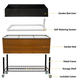 The Home Cult raised bed features drainage holes and liner to prevent soil spills.