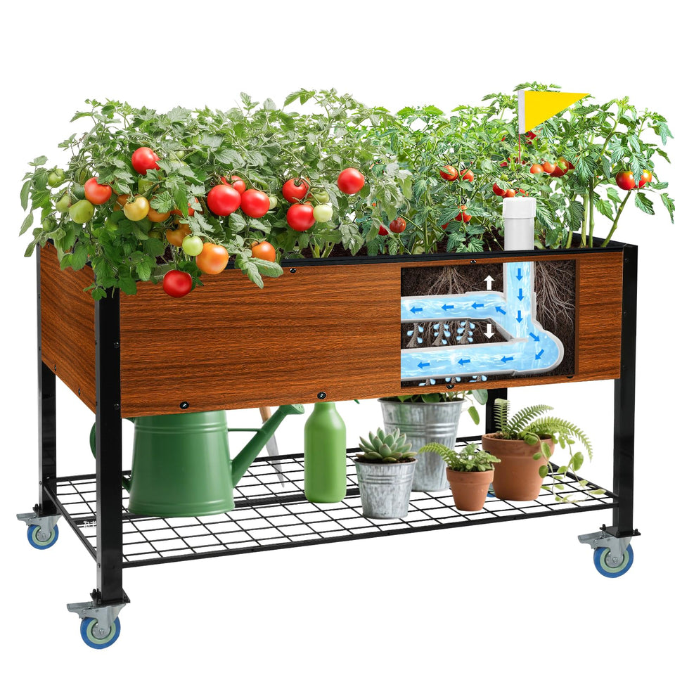 The Home Cult raised garden bed with legs and wheels enables easy relocation for sun or shade.