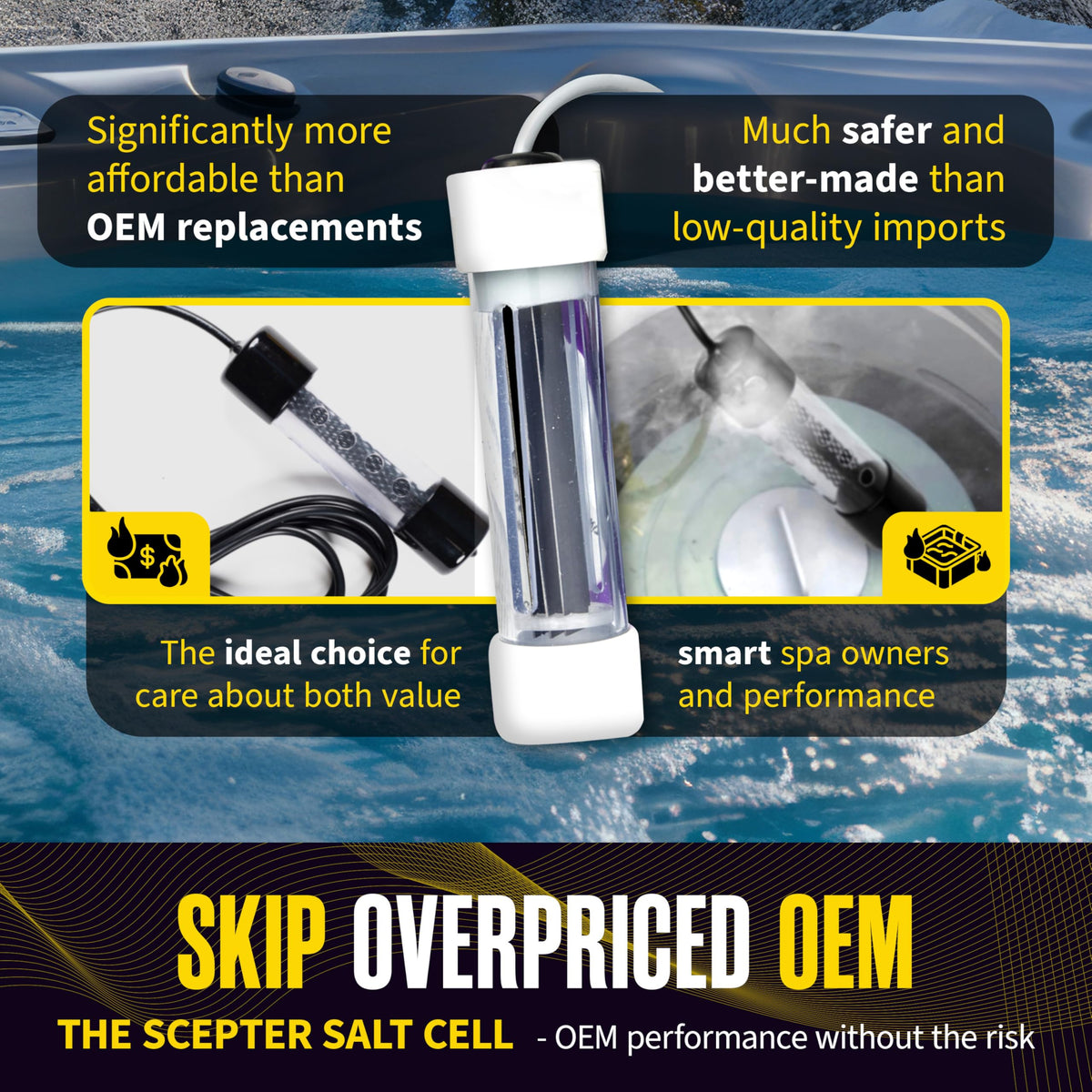 Pass through cable seal ensures a secure, leak free fit.