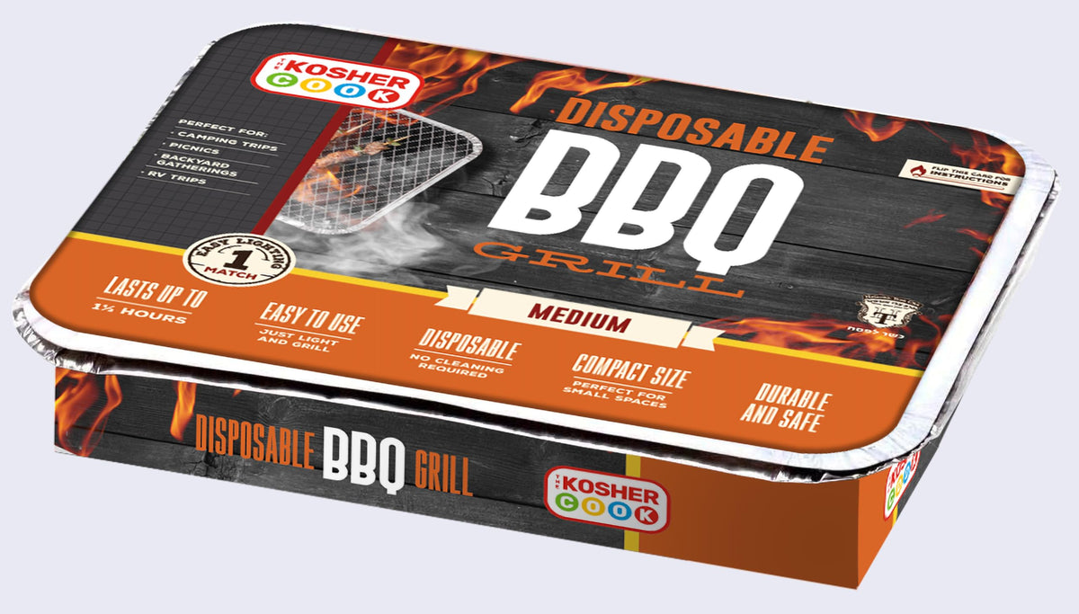 The Kosher Cook disposable, recyclable grill surface with quick cleanup.