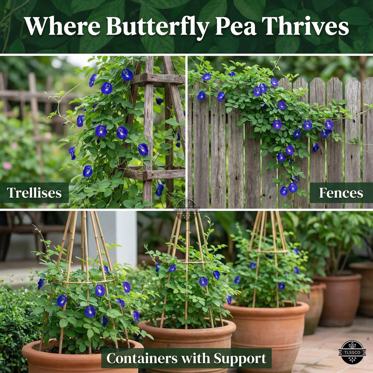 The Lucky Stars butterfly pea flower in bloom with vibrant purple color