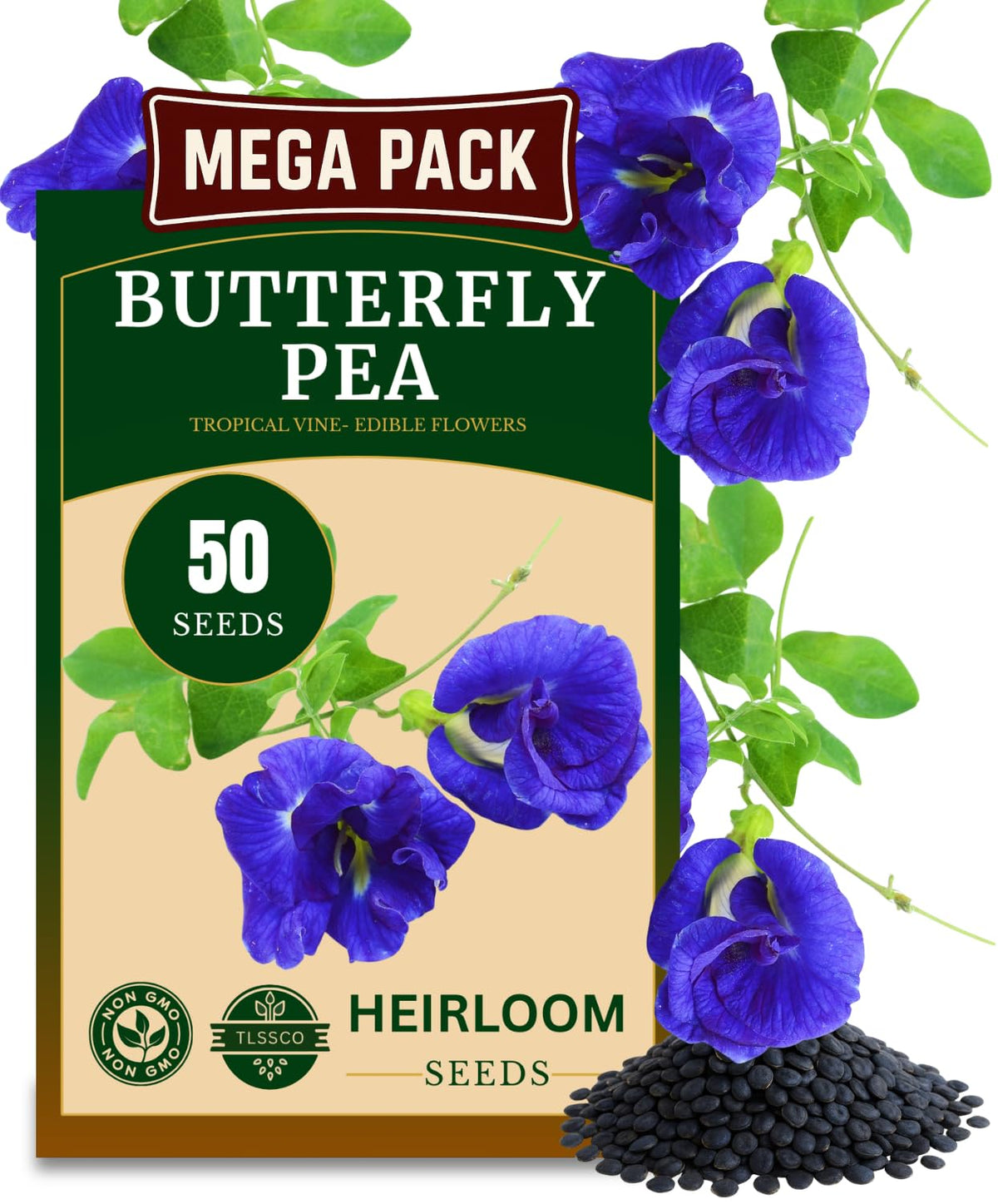 The Lucky Stars butterfly pea seeds pack ready for garden planting