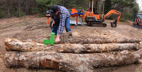 The Mingo 12-inch marking wheel mid-size log marking.