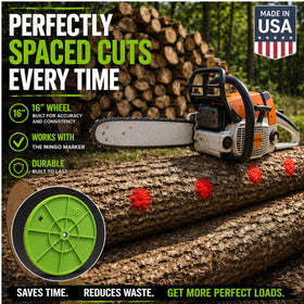 The Mingo 16-inch marking wheel on the marker for precise logs.