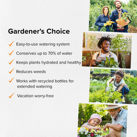 The Olla Company buries near the root zone to evenly water plants, which helps prevent overwatering.