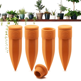 The Olla Company plant watering spikes in soil provide effortless hydration for small pots.