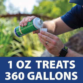 The Pond Guy InstaFix treats green water in a backyard pond with aeration.