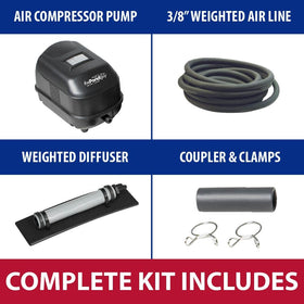 The Pond Guy Aerator 1 diaphragm compressor with diffuser stick boosts oxygen in ponds