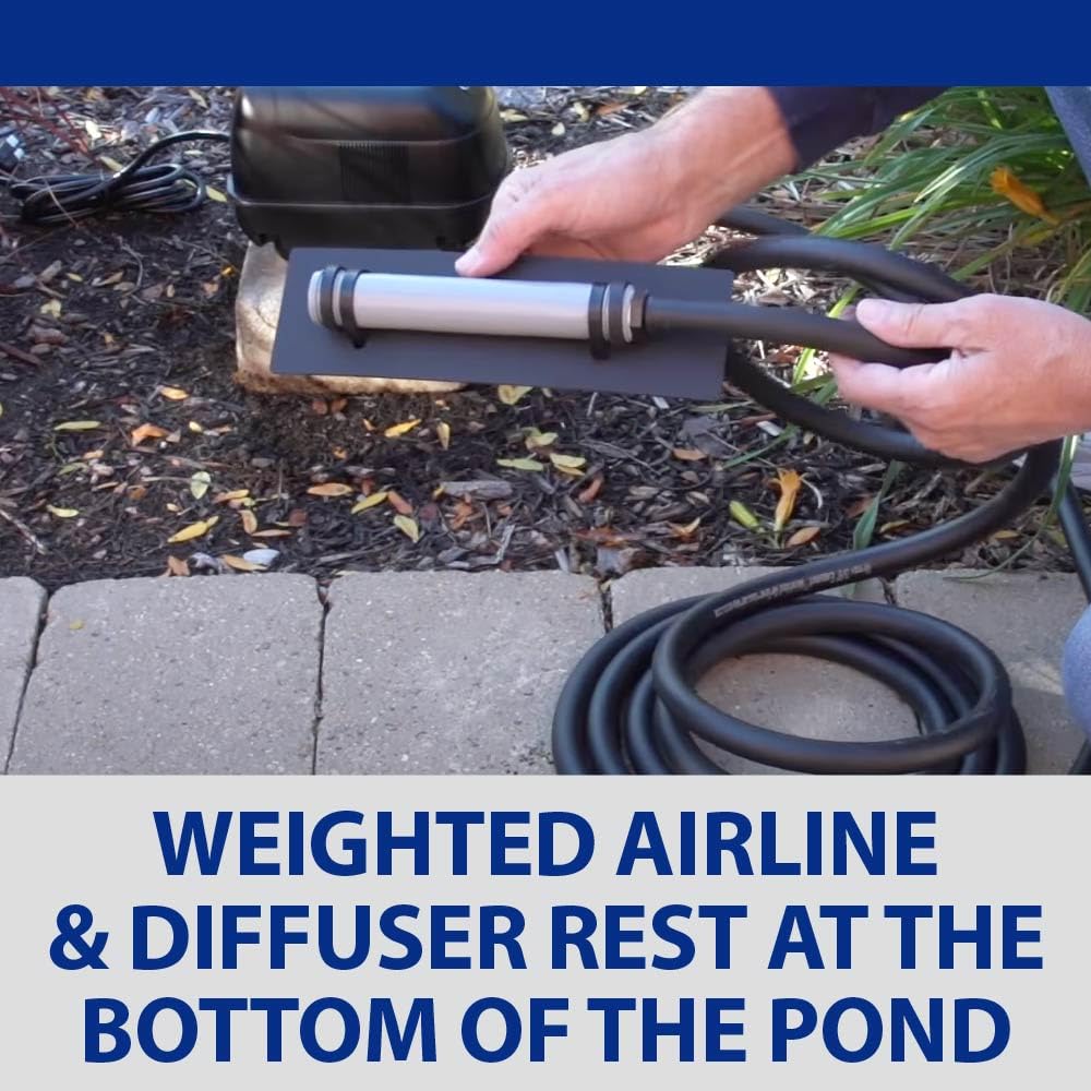 Quiet operation of The Pond Guy Pond Aerator 1 for peaceful koi ponds