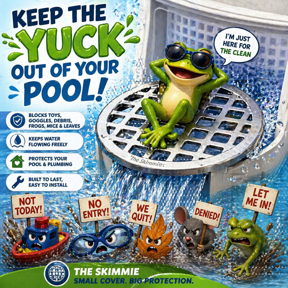 Durable aluminum grate supports a cleaner, longer-lasting pool environment.